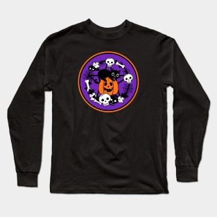 Halloween Cat and Pumpkin Pentacle Wreath Cheeky Witch® Long Sleeve T-Shirt